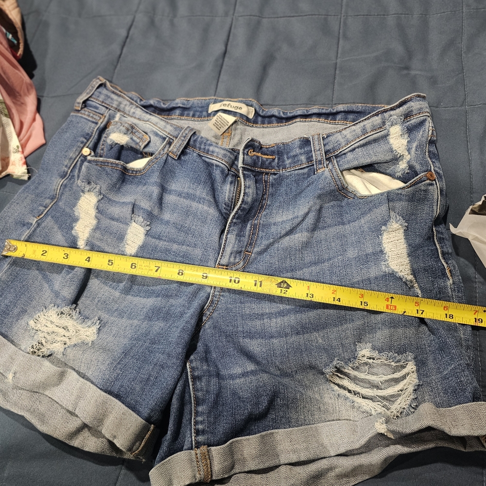 Refuge Light Blue Ripped Jean Shorts